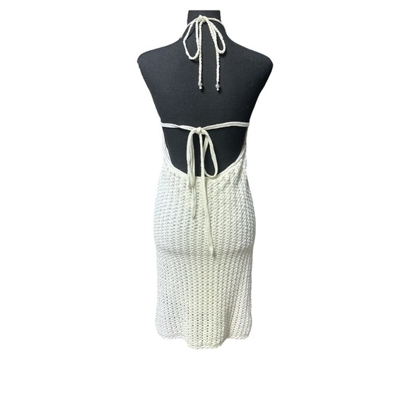 Urban Outfitters White Crochet Halter Dress Size Medium - Picture 4 of 10